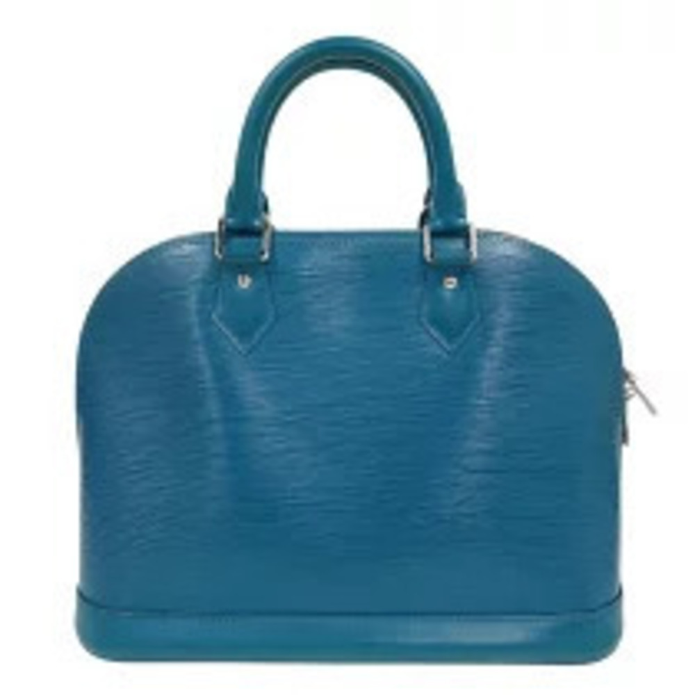 Louis Vuitton Alma Leather Epi Handbag Cyan Black